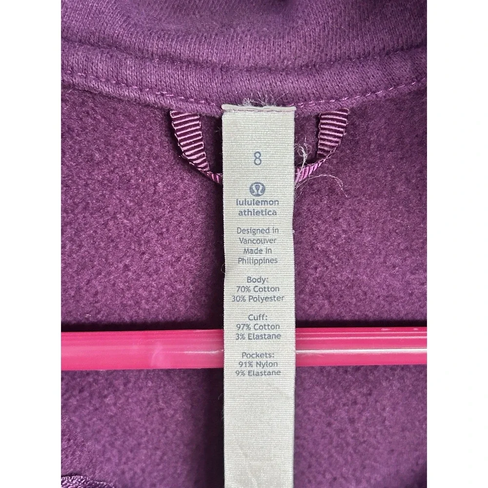 Lululemon Women's Full Zip Hoodie Sweatshirt Purple Size 8 - As-Shown - Picture 5 of 9